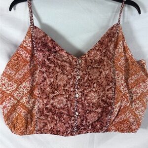 American Rag Red and Orange Floral Crop Top